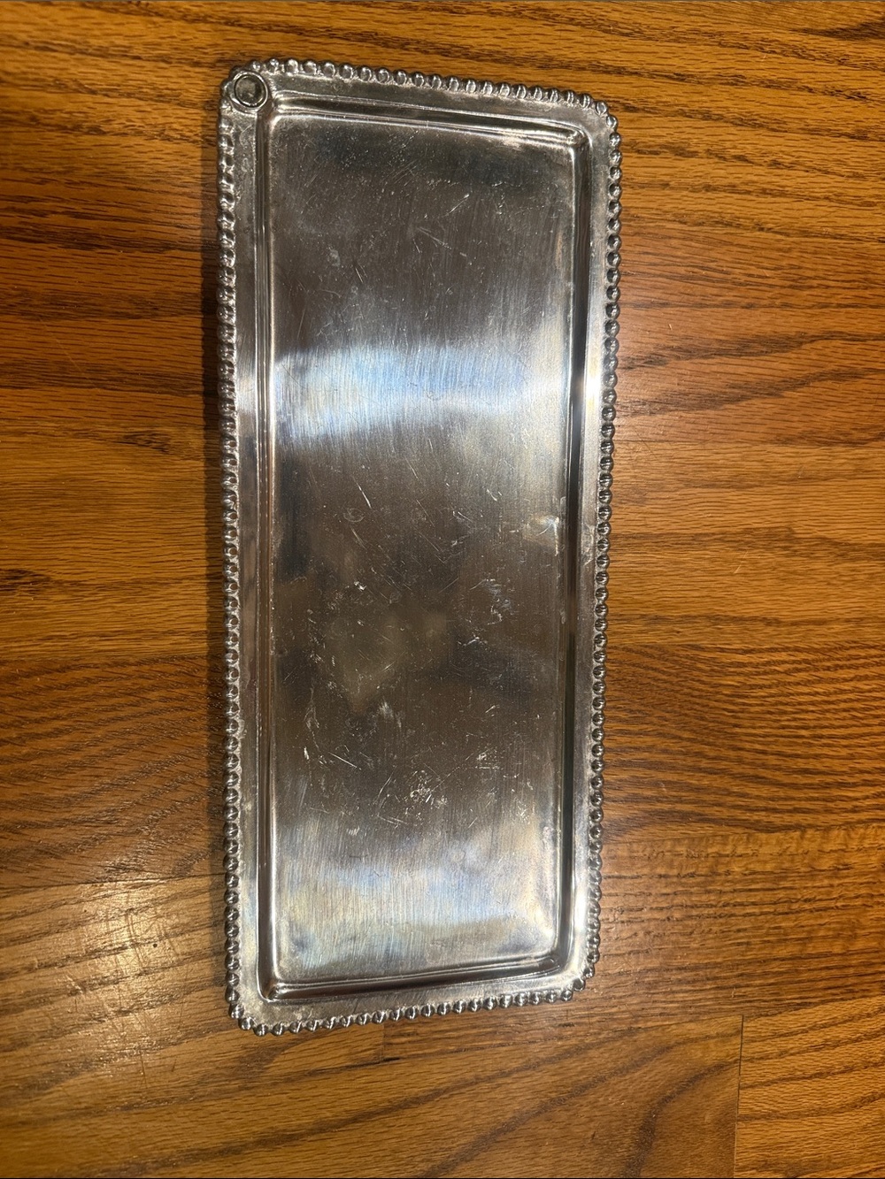 Mariposa Silver Rectangular Beaded Edge Serving Tray - Picture 6 of 6